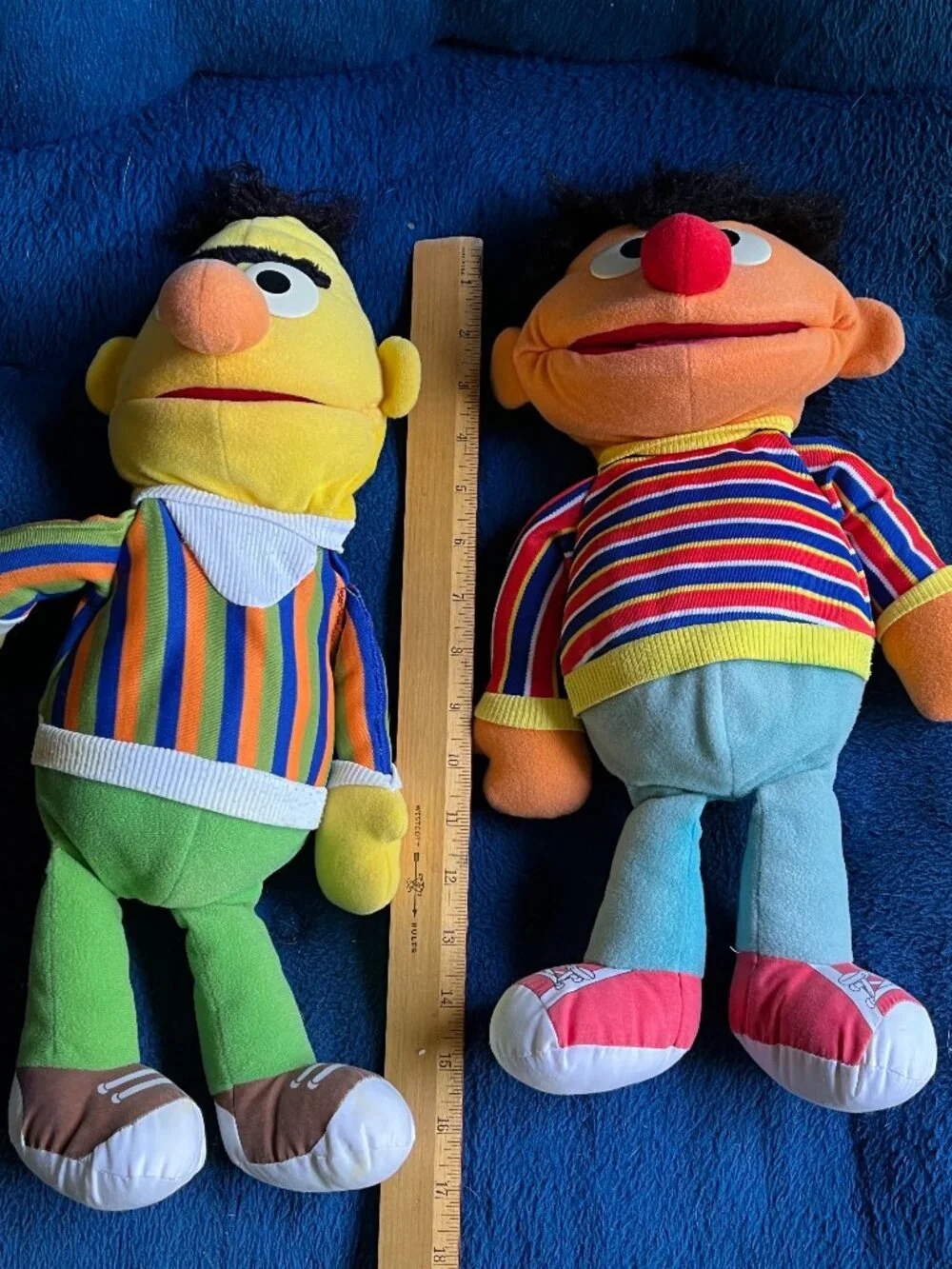 Vintage 1986 Playskool Sesame Street Bert and Ernie Hand Puppet Plush Lot Set